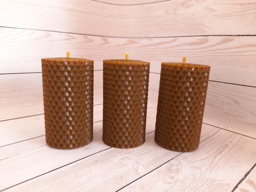 Набір коричневих воскових свічок з кольорової вощини Zigrivay (8,5х4,5см) 3 шт