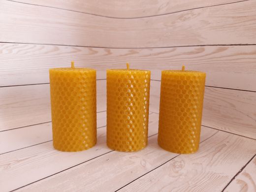 Набір воскових свічок з кольорової вощини жовтого кольору Zigrivay (8,5х4,5см) 3 шт