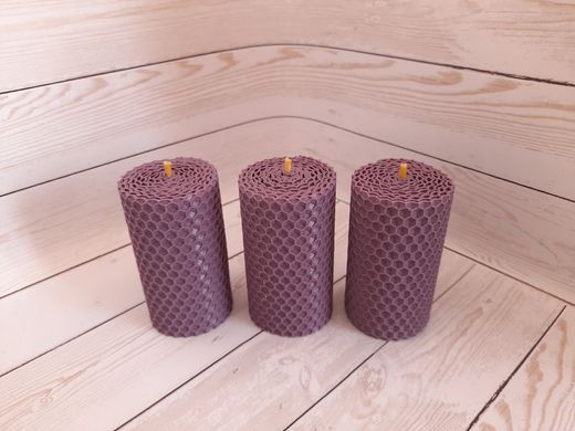 Набір воскових свічок з кольорової вощини лавандового кольору Zigrivay (8,5х4,5см) 3 шт