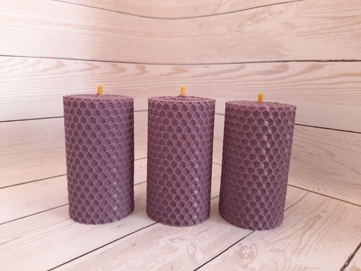 Набір воскових свічок з кольорової вощини лавандового кольору Zigrivay (8,5х4,5см) 3 шт