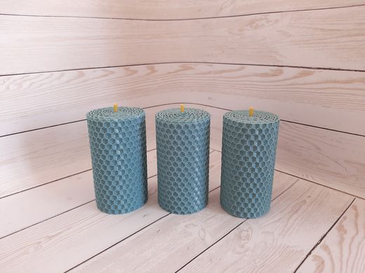 Набір воскових свічок з кольорової вощини блакитного кольору Zigrivay (8,5х4,5см) 3 шт