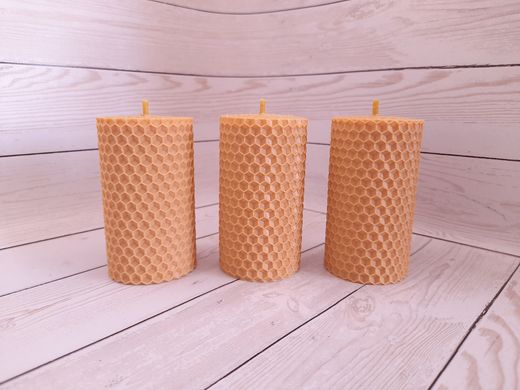Набір воскових свічок з кольорової вощини ніжно-персикового кольору Zigrivay (8,5х4,5см) 3 шт