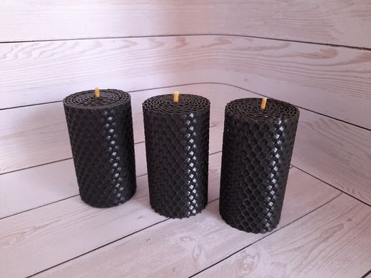 Набір чорних воскових свічок з кольорової вощини Zigrivay (8,5х4,5см) 3 шт