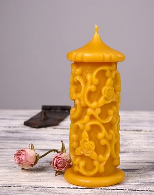 Свічка воскова з натурального бджолиного воску "Квіти" Zigrivay (12х5см)