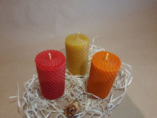Набір воскових свічок з кольоровою вощини "промінчики" Zigrivay (8,5х4,5см) 3 шт