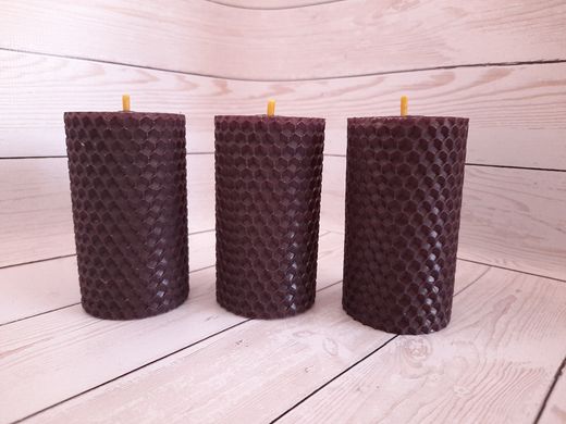 Набір темно-фіолетових воскових свічок з кольорової вощини Zigrivay (8,5х4,5см) 3 шт