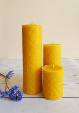 Набір свічок з натурального бджолиного воску "Вишиванка" Zigrivay 3шт