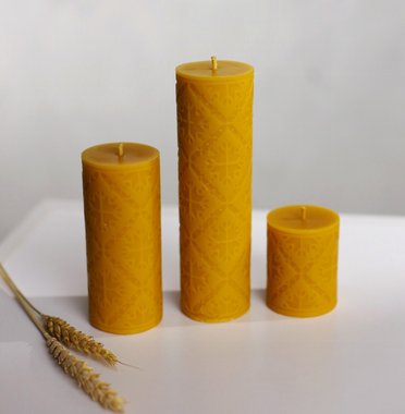 Набір свічок з натурального бджолиного воску "Вишиванка" Zigrivay 3шт
