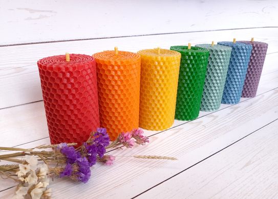 Набір воскових свічок з кольоровою вощини "Веселка" Великий Zigrivay (8,5х4,5см) 7 шт