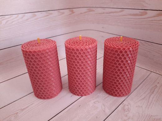 Набір рожевих воскових свічок з кольорової вощини Zigrivay (8,5х4,5см) 3 шт